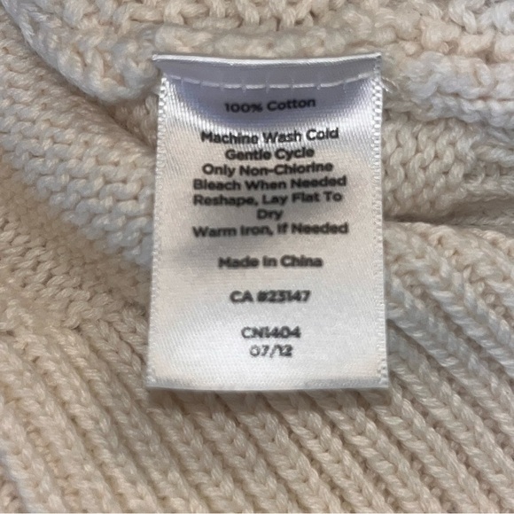 Talbots Cream Shaker Stitch Cable Knit Pullover Cotton Sweater Sz M - Picture 12 of 14